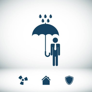 adam bir şemsiye simgeyle