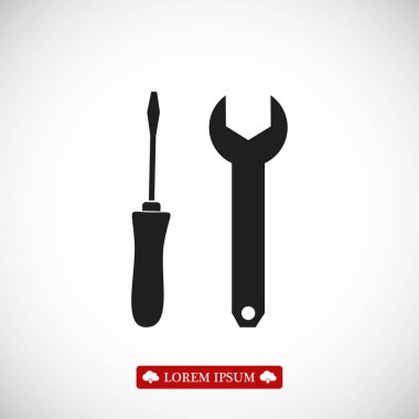 İngiliz anahtarı ve tornavida simgesi