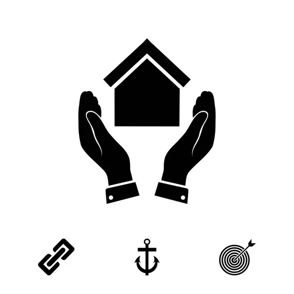 Mani con icona della casa — Vettoriale Stock
