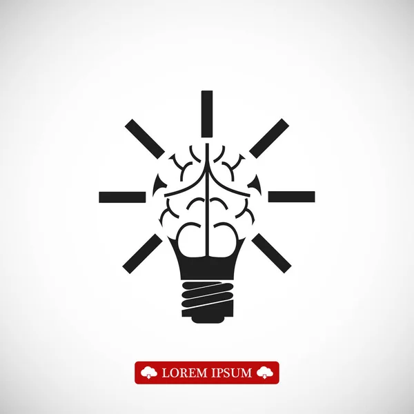 Ampoule avec icône du cerveau humain — Image vectorielle