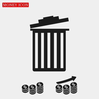 Çöp kutusu düz simgesi