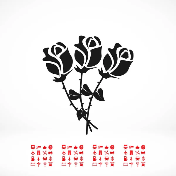 玫瑰的平面图标 — 图库矢量图片