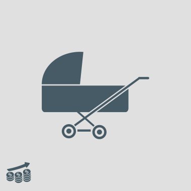 Çocuk arabası düz simgesi