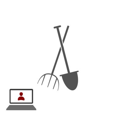 Bahçe çatal, Bahçe küreği kutsal kişilerin resmi, vektör en iyi düz simgesini Eps