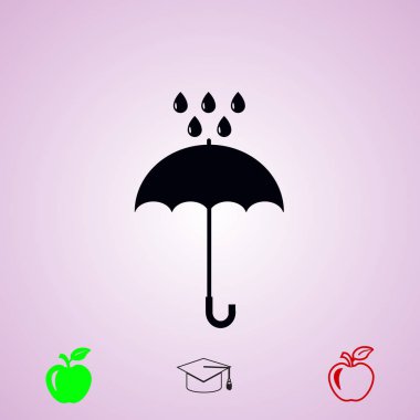 Şemsiye ve yağmur damla kutsal kişilerin resmi, vektör en iyi düz simgesini Eps