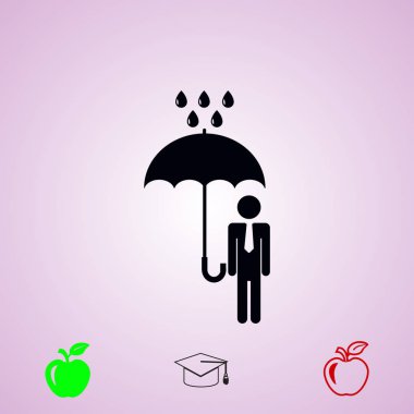 bir adam bir şemsiye yağmur simge vektör en iyi düz simgesini Eps ile