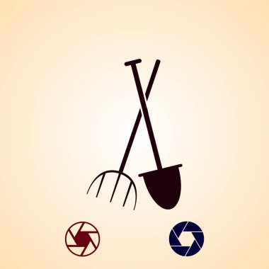 Bahçe çatal, Bahçe küreği kutsal kişilerin resmi, vektör en iyi düz simgesini Eps