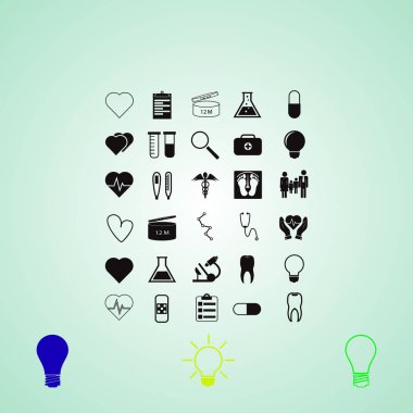 Tıbbi Icons set, vektör en iyi düz simgesini Eps