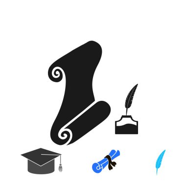 Kaydırma tüy kalem simgesi ile kağıt, düz simgesini Eps en iyi