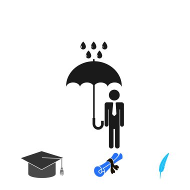 bir adam bir şemsiye yağmur simge vektör en iyi düz simgesini Eps ile