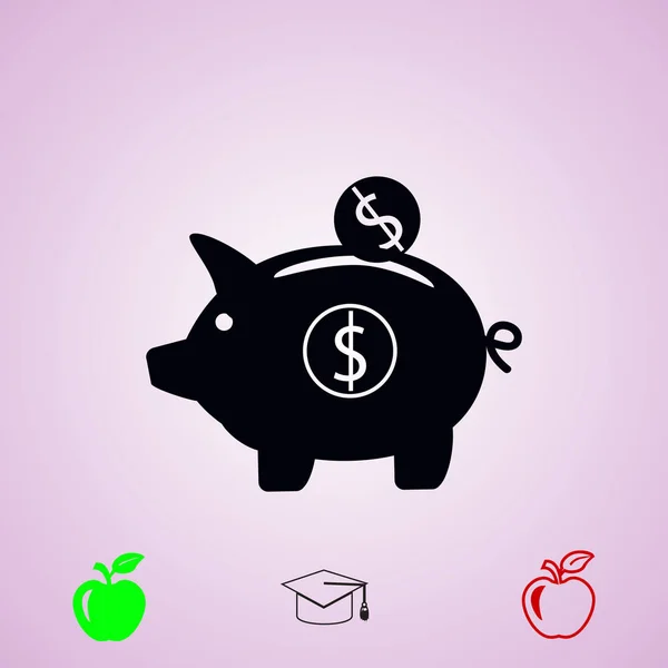 Piggy Banc Vector Pictogram Vector Beste Platte Pictogram — Stockvector