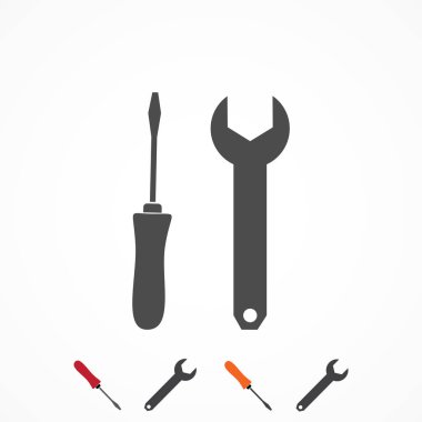 İngiliz anahtarı ve secrewdriver simgesi, vektör en iyi düz simgesini Eps