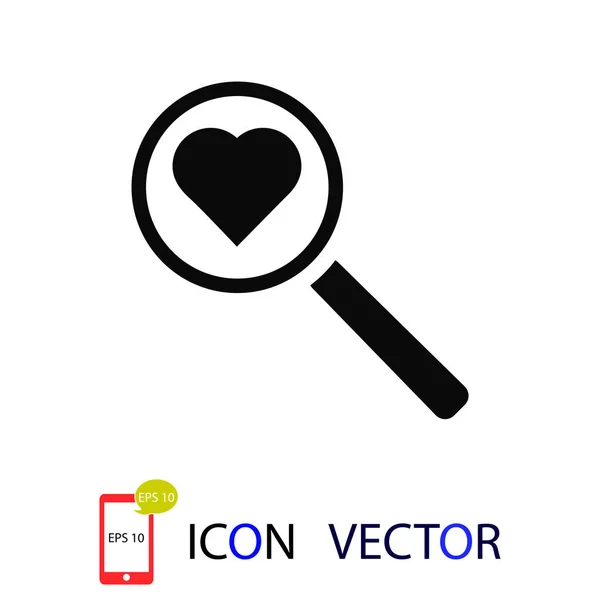 Icono Búsqueda Corazón Vector Mejor Icono Plano Eps — Vector de stock