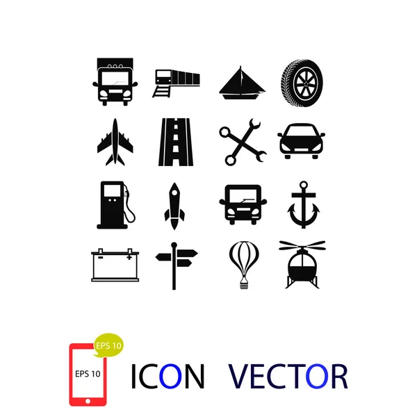 Iconos Transporte Vector Mejor Icono Plano Eps — Vector de stock