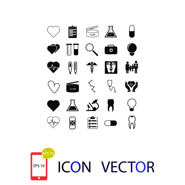 Ensemble Icônes Médicales Meilleure Icône Plate Vectorielle Eps — Image vectorielle