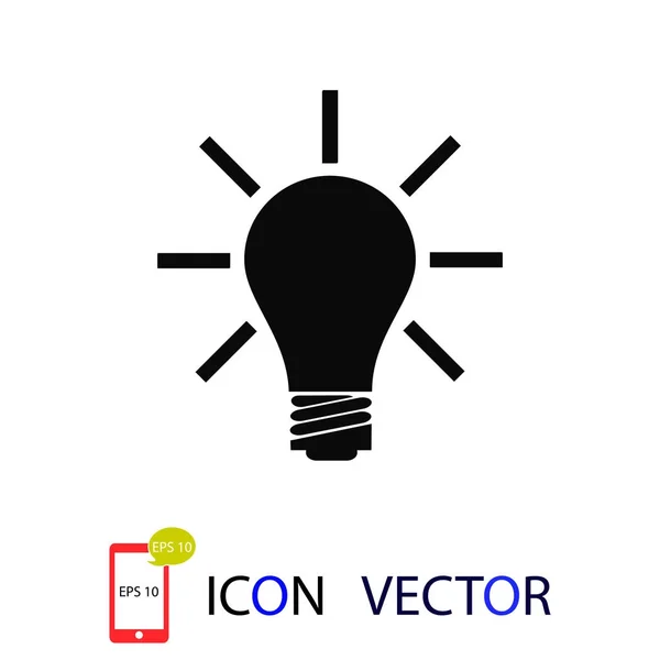 Glödlampa Ikonen Vektor Bästa Platta Eps — Stock vektor