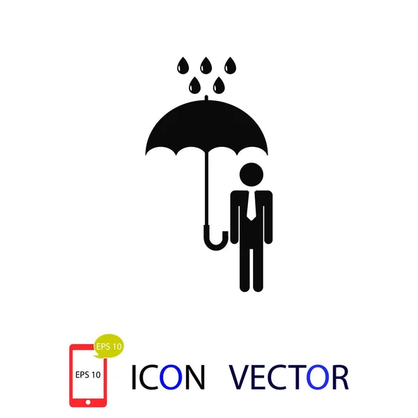 Hombre Con Paraguas Icono Lluvia Vector Mejor Icono Plano Eps — Vector de stock
