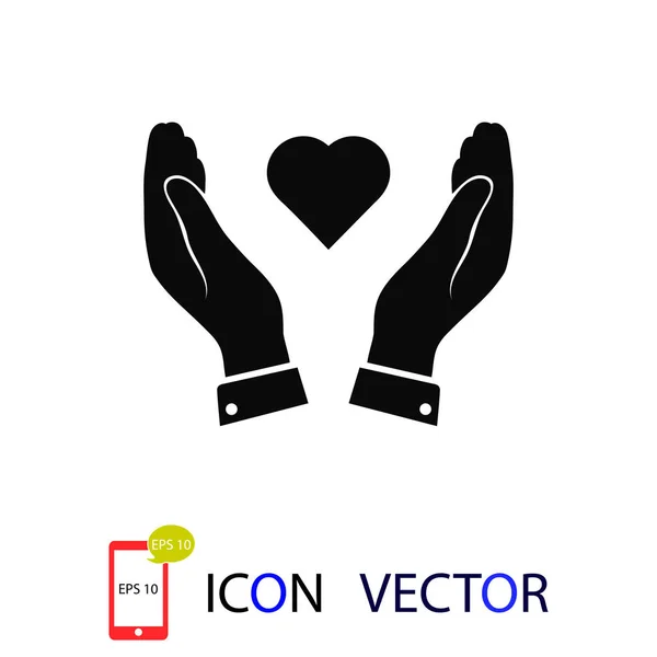 Herz Der Hand Icon Vektor Bestes Flaches Icon Eps — Stockvektor