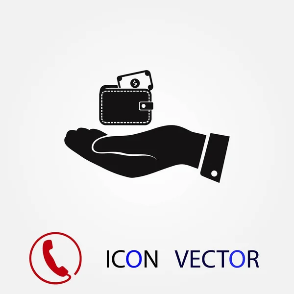 Monedero Icono Mano Vector Mejor Icono Plano Eps — Vector de stock