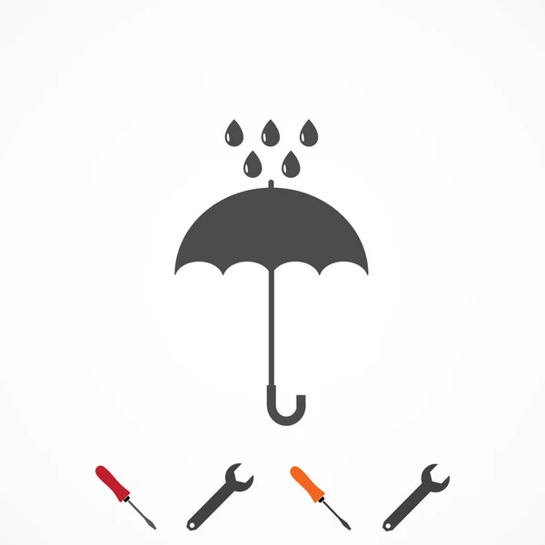 Deštník Dešťové Kapky Ikona Vektorové Nejlepší Ploché Eps — Stockový vektor