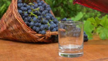 Yeni şarap bir bardak dökülür