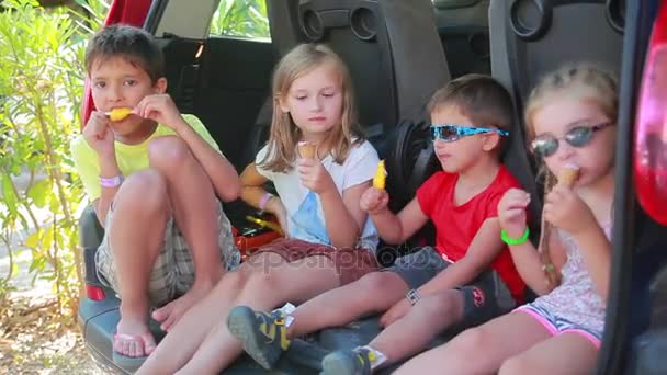 アイスクリームを食べる子供たち — ストック動画