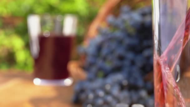 Grape juice is pouring into a glass — Stock Video