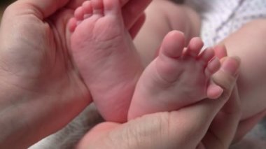 Yetişkin eller ayaklarda minik bebek