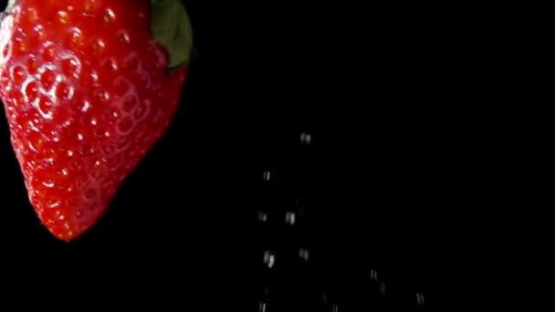 서로 충돌 하는 두 개의 젖은 딸기 — 비디오