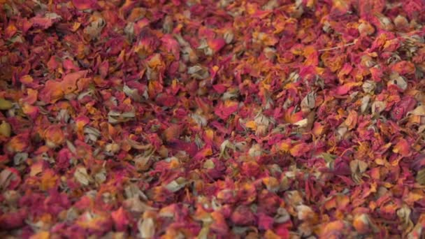 Flower tea on a beautifully decomposed showcase — Stock Video