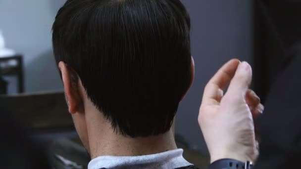 Close up of male haircut made with comb and scissors — Stock video