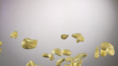 Beyaz arka planda zıplayan fındıklı fındıklı yakın plan.