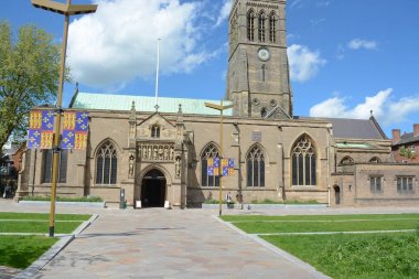 Leicester, İngiltere - 12 Mayıs 2015: Leicester Katedrali, St Martin king Richard III kalıntıları gömüldüğü bir Leicester, şehirde.