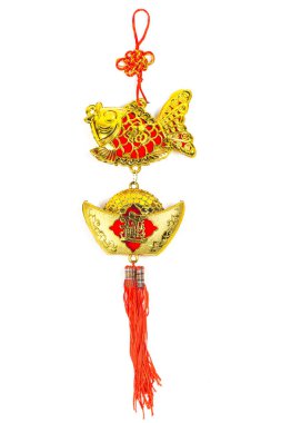 Beyaz arka planda Çin Yeni Yıl Dekorasyonu