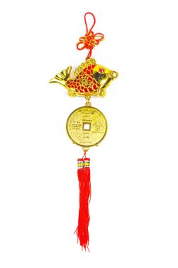 Beyaz arka planda Çin Yeni Yıl Dekorasyonu