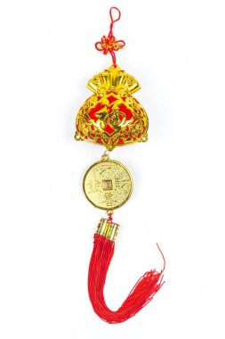 Beyaz arka planda Çin Yeni Yıl Dekorasyonu