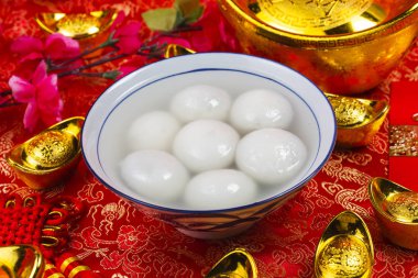 Çince Lantern Festivali gıda, ang pow veya kırmızı paket ve altın ing