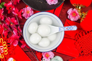 Çince Lantern Festivali gıda, ang pow veya kırmızı paket ve altın ing