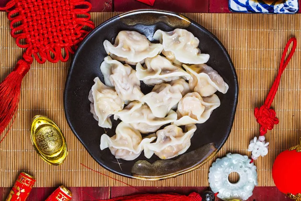 Chinese Jiaozi new year food, spring festival food on traditiona