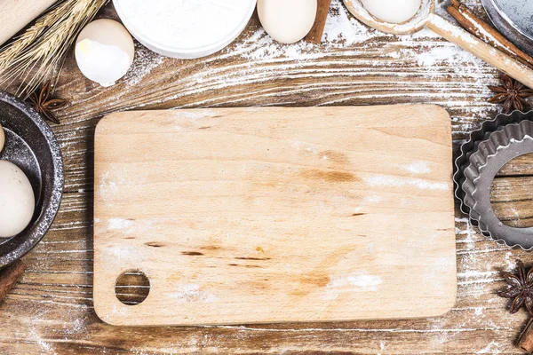 Teigzubereitung Rezept Brot Pizza Oder Kuchen Zutaten Essen Flach Auf — Stockfoto