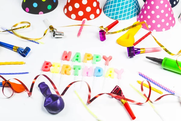 Concept Birthday Party White Background Top View Pattern — Stock Photo, Image