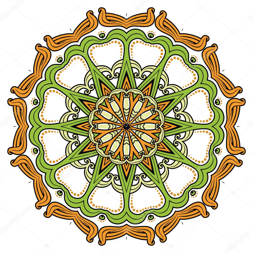 Flower Mandalas. Vintage decorative elements. Oriental pattern in the style of Islam, Arabic, Indian, turkish, pakistan, chinese, ottoman motifs. Vector Illustration.