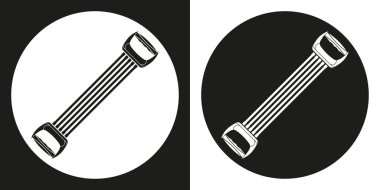 Spor genişletici simgesi. Siluet spor genişletici siyah ve beyaz arka plan üzerinde. Spor malzemeleri. Vektör çizim.