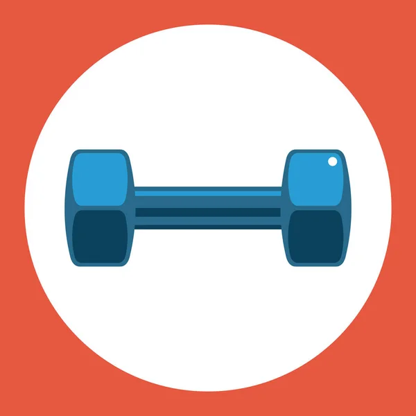 Dumbell icon. Blue dumbell on a red background. Sports Equipment. Vector Illustration. — Stock Vector