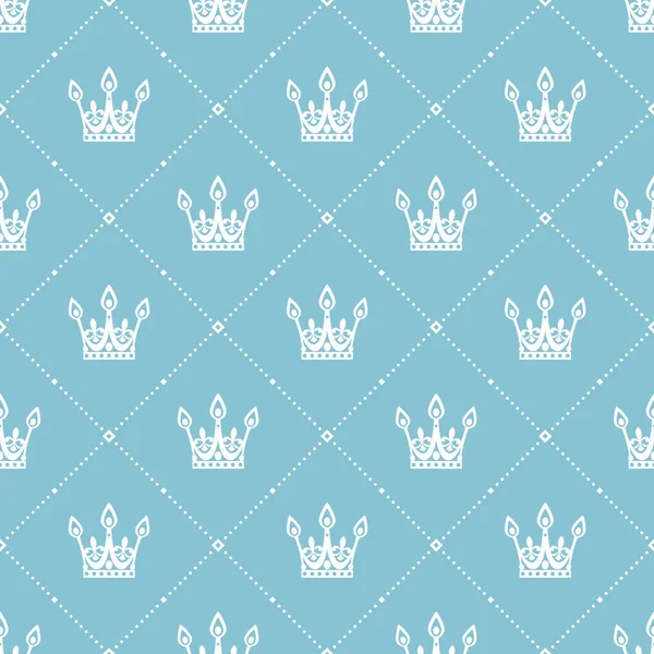 Motif sans couture dans un style rétro avec une couronne blanche sur un fond turquoise. Peut être utilisé pour le papier peint, le remplissage de motifs, le fond de page Web, les textures de surface. Illustration vectorielle . — Image vectorielle