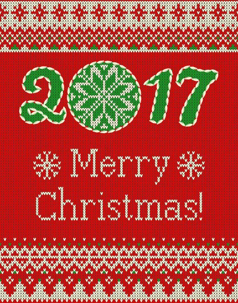 快乐圣诞及新年无缝针织的模式与圣诞球、 雪花和冷杉。斯堪的纳维亚风格。冬天的节日毛衫设计。矢量图. — 图库矢量图片