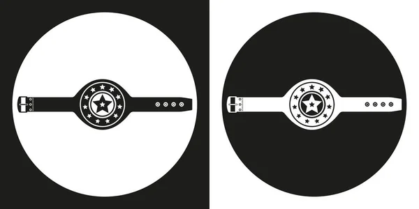 Icona della cintura del campionato. Cintura campionato silhouette su sfondo bianco e nero. Attrezzature sportive. Illustrazione vettoriale . — Vettoriale Stock