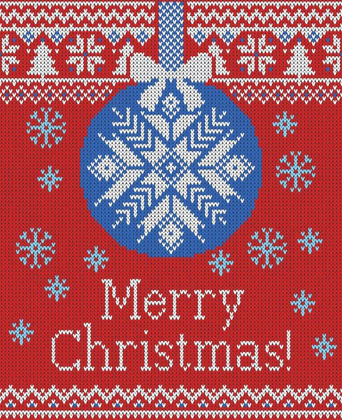С Рождеством и Новым годом бесшовный трикотаж с рождественскими шарами, снежинками и елкой. Скандинавский стиль. Дизайн свитера для зимнего отдыха. Векторная миграция . — стоковый вектор