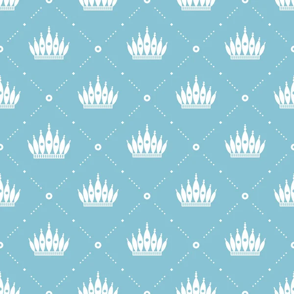 Motif sans couture dans un style rétro avec une couronne blanche sur un fond turquoise. Peut être utilisé pour le papier peint, le remplissage de motifs, le fond de page Web, les textures de surface. Illustration vectorielle . — Image vectorielle