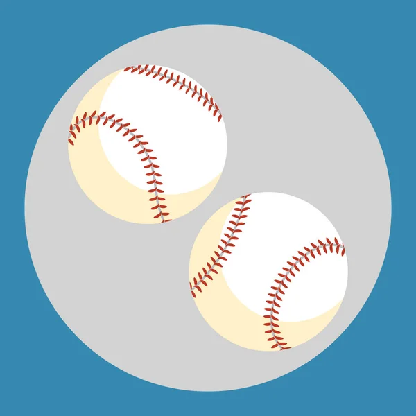 Icono de pelota de béisbol. Dos bolas blancas sobre un fondo azul. Equipamiento deportivo. Ilustración vectorial . — Vector de stock
